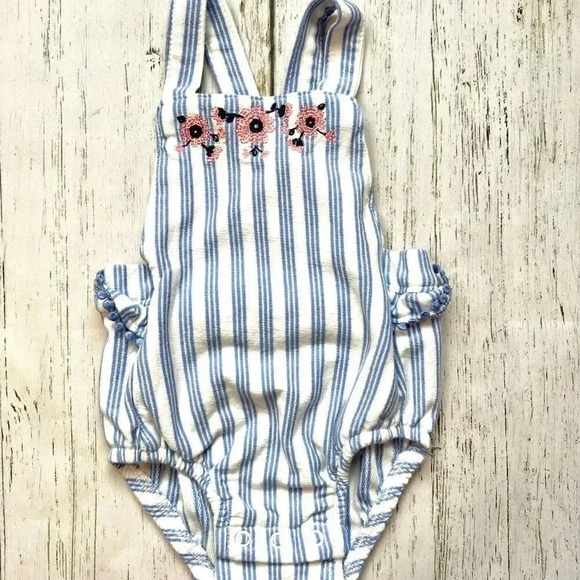 Carter’s bundle of baby girls’ 2 bodysuits & 1 sunsuit Size 6 months - Picture 4 of 12